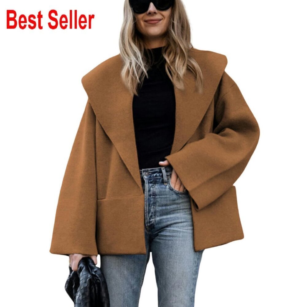 Oversized Shawl Collar Cardigan Cropped Knit Sweater Chic Retro Modern